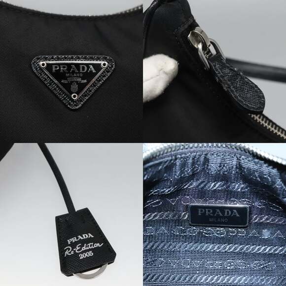 PRADA Shoulder Bag Nylon Black Silver - Picture 11 of 12